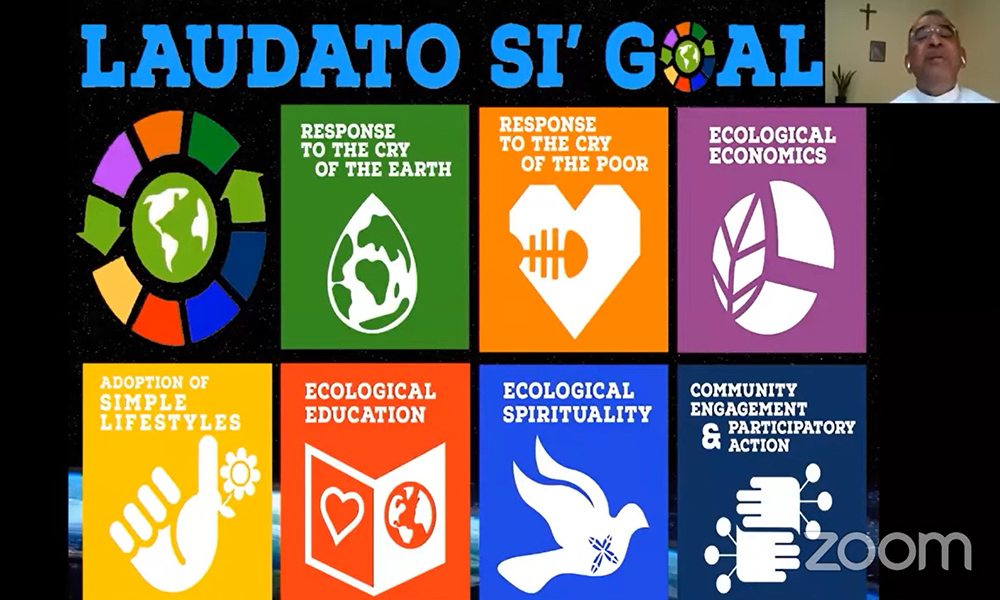 Joshtrom Kureethadam Salesian Fr. Joshtrom Kureethadam previews the Laudato Si' Action Platform during the "Laudato Si' and the U.S. Catholic Church" conference July 14. (NCR screenshot)