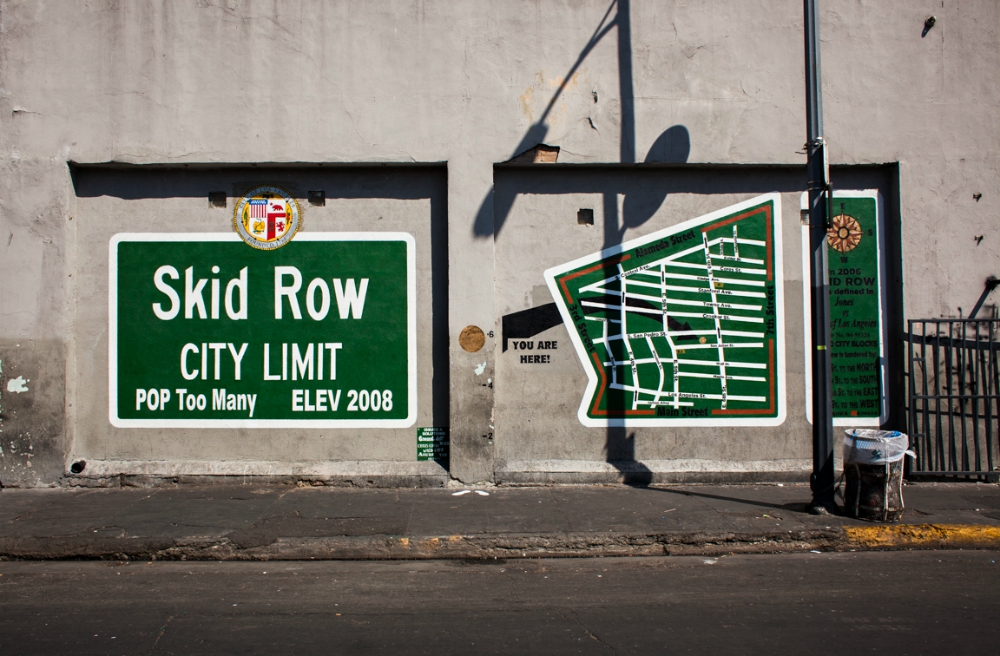 A mural located on San Julian Street in the heart of downtown Los Angeles' skid row (Wikimedia Commons/Stephen Zeigler) A mural located on San Julian Street in the heart of downtown Los Angeles' skid row (Wikimedia Commons/Stephen Zeigler)