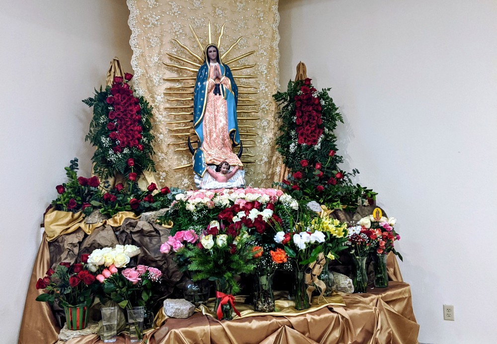 The beautiful Our Lady of Guadalupe statue at our church, covered with roses in her honor (Samantha Kominiarek) The beautiful Our Lady of Guadalupe statue at our church, covered with roses in her honor (Samantha Kominiarek)