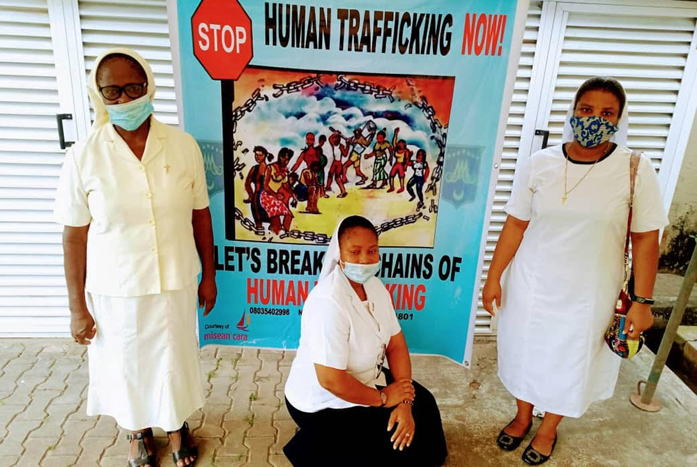 From left: Srs. Justina Nelson, Ngozi Monye and Gloria Ozuluoke after a workshop on human trafficking, held Feb. 8 at St. Anne's Centre for Women and Youth Development in Lagos. The sisters say fighting human trafficking is an integral part of their minis From left: Srs. Justina Nelson, Ngozi Monye and Gloria Ozuluoke after a workshop on human trafficking, held Feb. 8 at St. Anne's Centre for Women and Youth Development in Lagos. The sisters say fighting human trafficking is an integral part of their minis