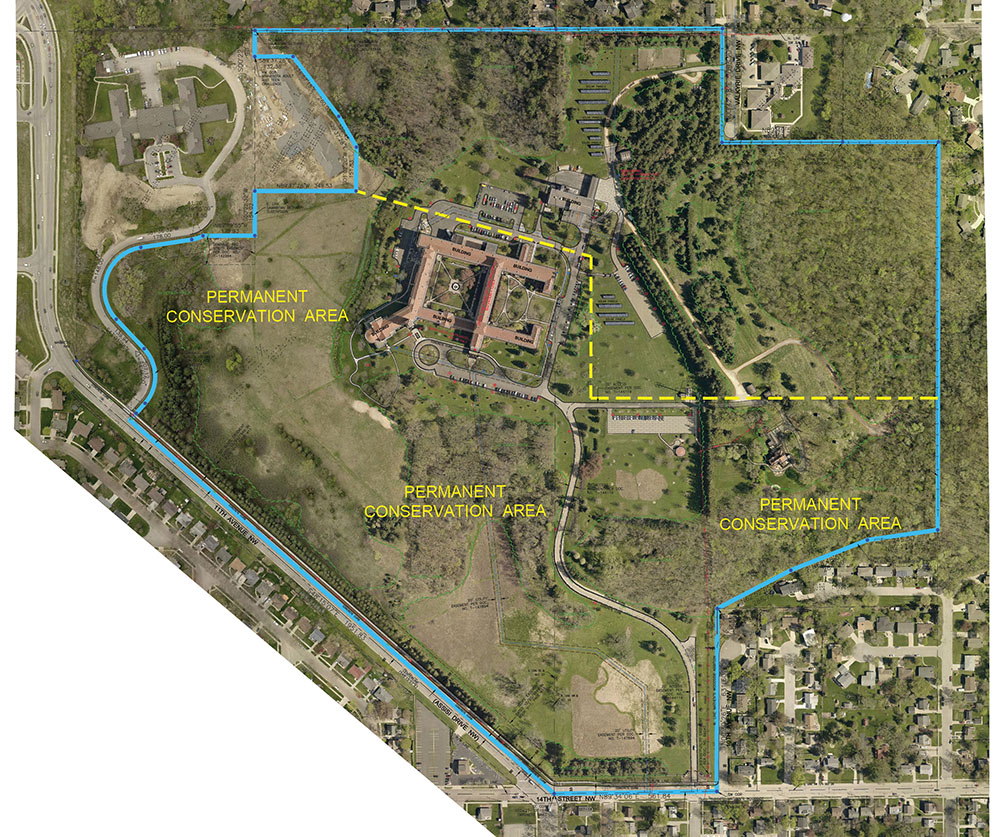 Map of the Sisters of St. Francis motherhouse and the conservation easement Map of the Sisters of St. Francis motherhouse, Assisi Heights and the conservation easement (Courtesy of Sisters of St. Francis)