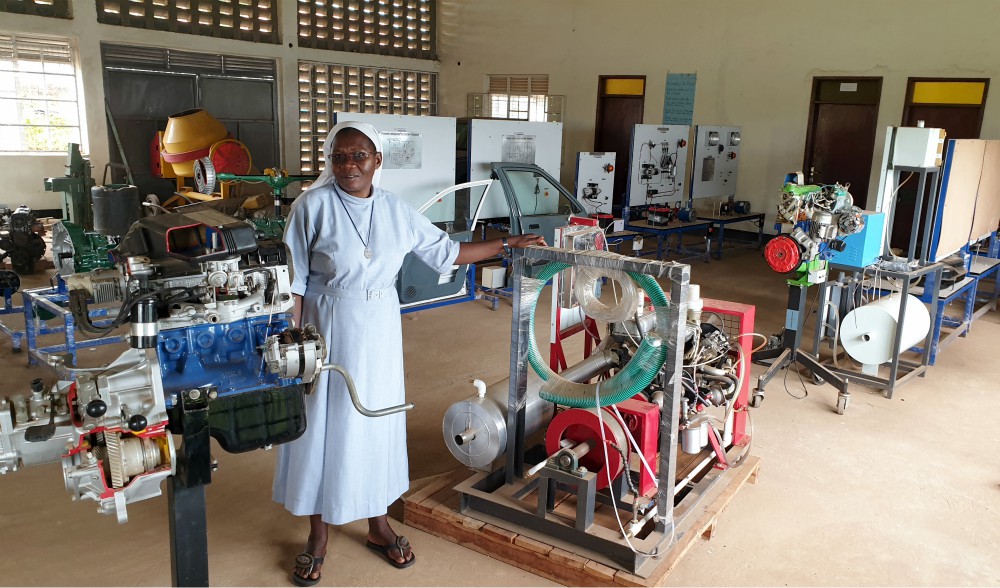 Sr. Rose Nelima displays some of the equipment in the technical wing at Mbale School for the Deaf in Uganda. (Gerald Matembu) Sr. Rose Nelima displays some of the equipment in the technical wing at Mbale School for the Deaf in Uganda. (Gerald Matembu)