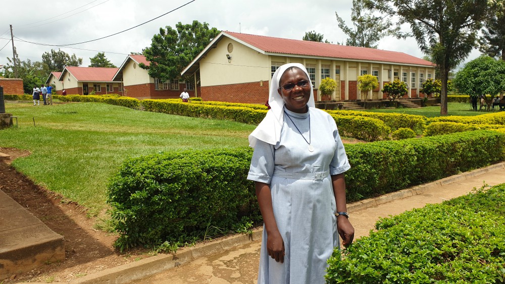 Sr. Rose Nelima on the grounds of Mbale School for the Deaf in Uganda (Gerald Matembu) Sr. Rose Nelima on the grounds of Mbale School for the Deaf in Uganda (Gerald Matembu)