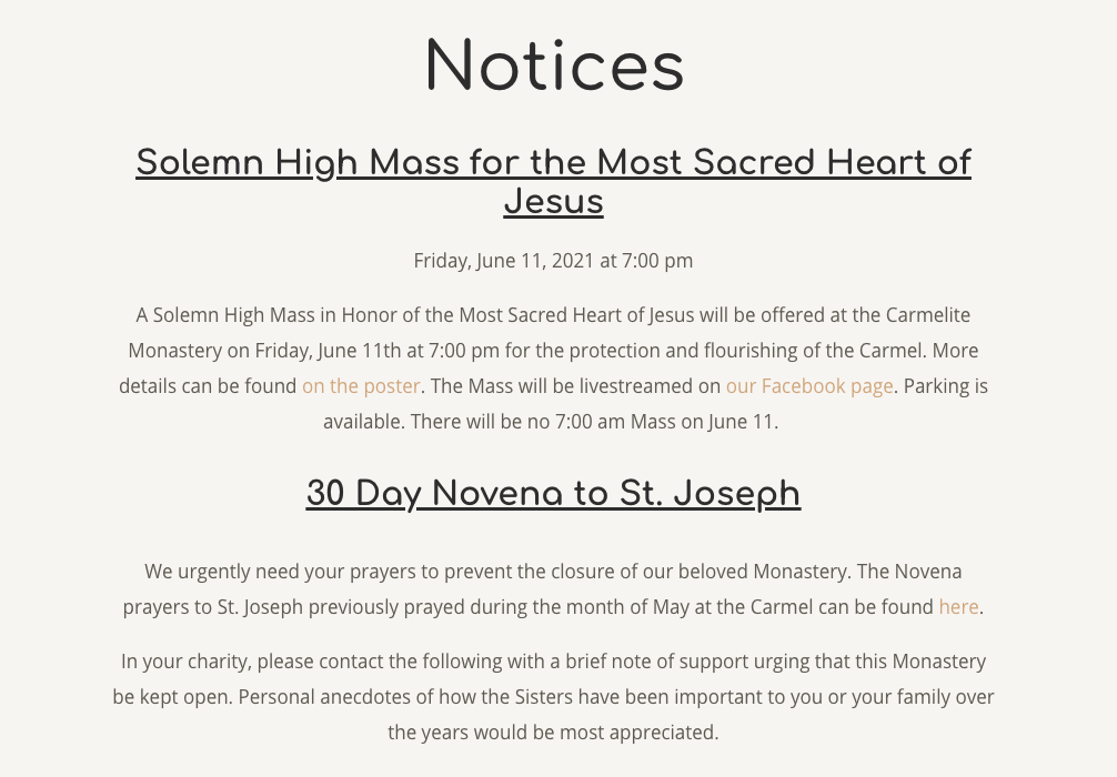 The Philadelphia Carmelites website asks for novenas to prevent the monastery's closure, and for supporters to write to the Philadelphia archbishop and the prefect for the Congregation for Institutes of Consecrated Life and Societies of Apostolic Life. (S The Philadelphia Carmelites website asks for novenas to prevent the monastery's closure, and for supporters to write to the Philadelphia archbishop and the prefect for the Congregation for Institutes of Consecrated Life and Societies of Apostolic Life. (S