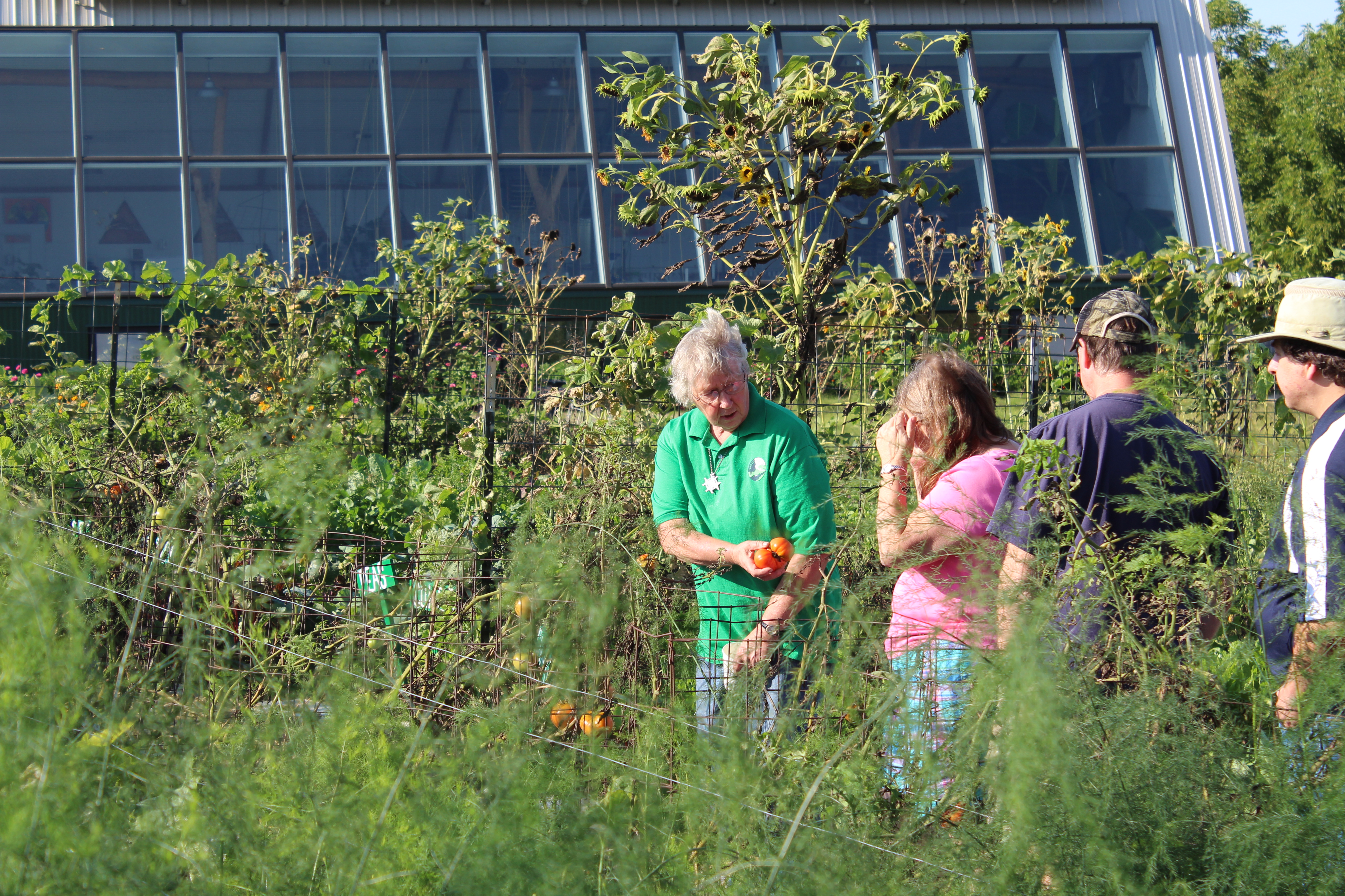 Sr. Lucy Slinger offers a garden tour on FSPA lands outside La Crosse, Wisconsin