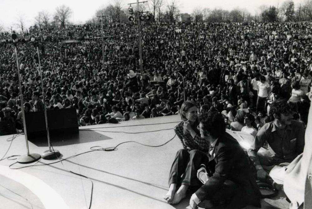 A view from the stage for Earth Day April 22, 1970, in Fairmount Park in Philadelphia. An estimated 20,000 to 40,000 people attended the event, part of the city's Earth Week. (1970 Earth Week Committee of Philadelphia) A view from the stage for Earth Day April 22, 1970, in Fairmount Park in Philadelphia. An estimated 20,000 to 40,000 people attended the event, part of the city's Earth Week. (1970 Earth Week Committee of Philadelphia)