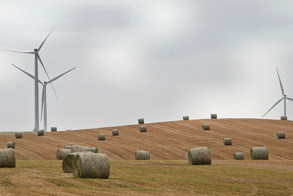 Wind turbines that are part of the Bison Wind Project west of Bismarck, North Dakota. (GSR photo/Dan Stockman) Wind turbines that are part of the Bison Wind Project west of Bismarck, North Dakota. (GSR photo/Dan Stockman)