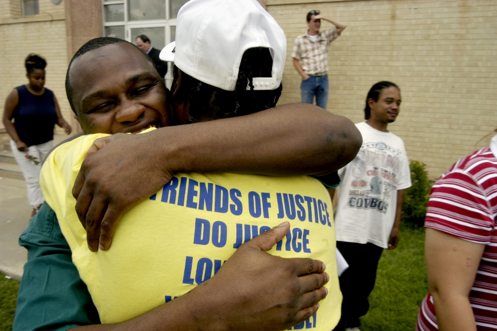 James Barrow hugs a well-wisher as he leaves Swisher County Courthouse in Tulia, Texas, in June 2003 after being released from prison pending appeal on charges in connection with a July 1999 drug bust. James Barrow hugs a well-wisher as he leaves Swisher County Courthouse in Tulia, Texas, in June 2003 after being released from prison pending appeal on charges in connection with a July 1999 drug bust.