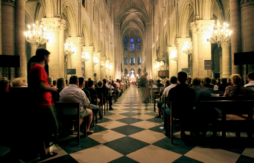 Evening Mass is celebrated in this file photo taken at Notre Dame Cathedral in Paris. (Dreamstime/Ruben Gutierrez) Evening Mass is celebrated in this file photo taken at Notre Dame Cathedral in Paris. (Dreamstime/Ruben Gutierrez)