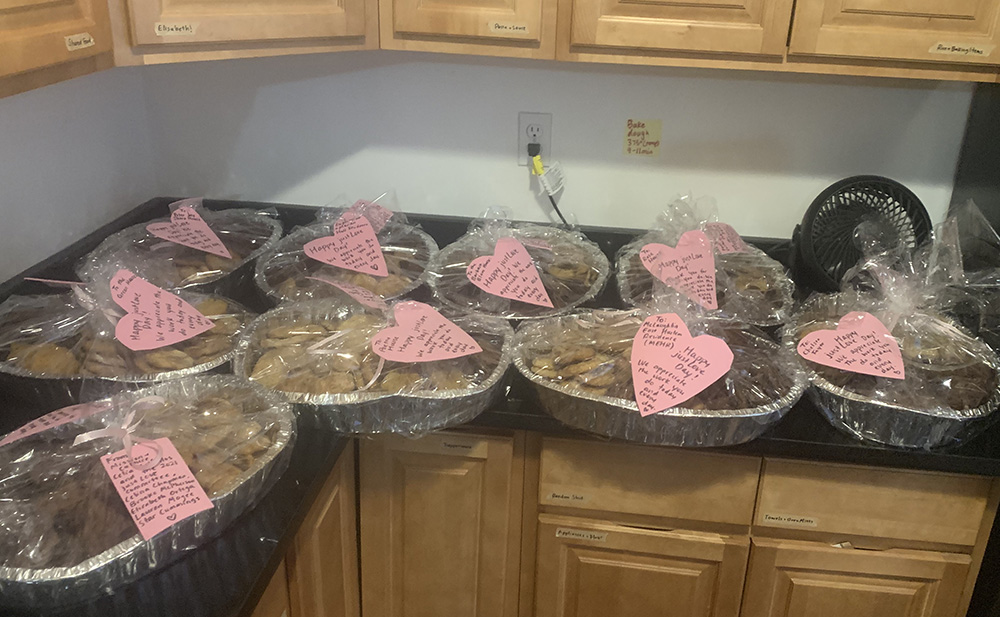 All the trays of cookies that were sent to the nine Good Shepherd Services residential programs around New York City. I handwrote a message for each place, saying how much we appreciate the work our residential staff do. (Celina Kim Chapman) All the trays of cookies that were sent to the nine Good Shepherd Services residential programs around New York City. I handwrote a message for each place, saying how much we appreciate the work our residential staff do. (Celina Kim Chapman)