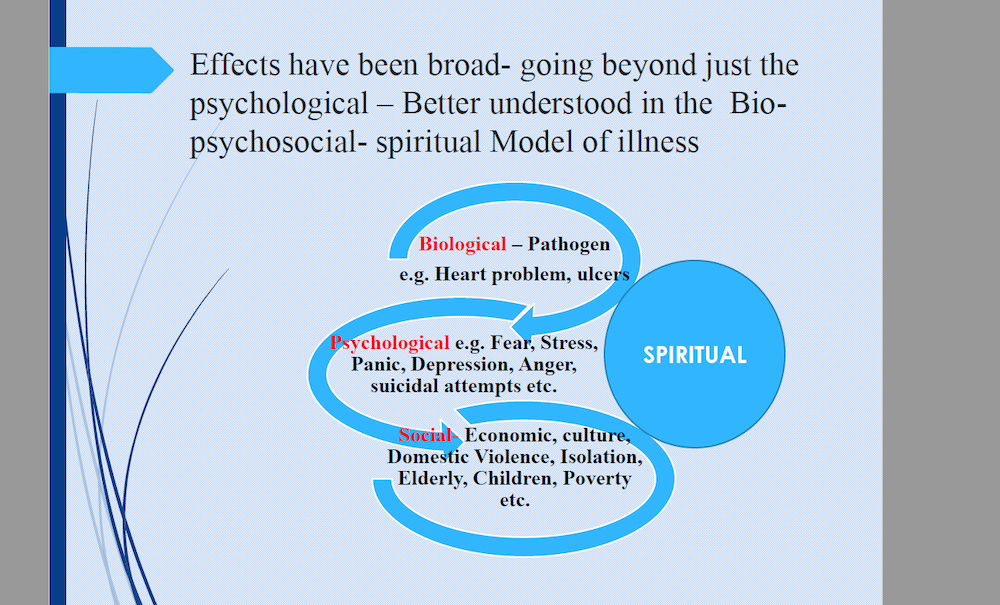 In a recent webinar about the psychological impact of the coronavirus pandemic, Sr. Jacinta Ondeng, a School Sister of Notre Dame in Nairobi, explained about how psychological stress has health, social and even spiritual effects. (Provided screenshot) In a recent webinar about the psychological impact of the coronavirus pandemic, Sr. Jacinta Ondeng, a School Sister of Notre Dame in Nairobi, explained about how psychological stress has health, social and even spiritual effects. (Provided screenshot)