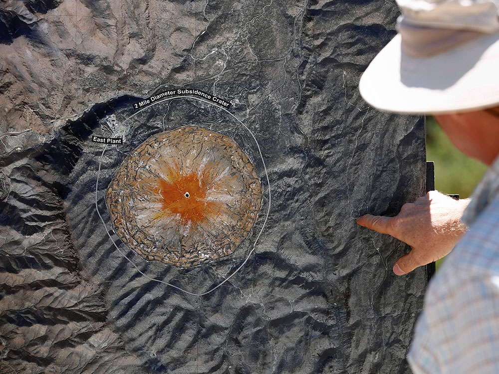 At the Oak Flat Campground on June 13, 2017, a map shows the area of subsidence that could occur if Resolution Copper Mining goes forward with its plan to extract an enormous ore deposit from deep within the earth a few miles outside Superior, Arizona. At the Oak Flat Campground on June 13, 2017, a map shows the area of subsidence that could occur if Resolution Copper Mining goes forward with its plan to extract an enormous ore deposit from deep within the earth a few miles outside Superior, Arizona.
