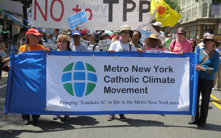 A group of Catholics from New York take part in the March for a Clean Energy Revolution held July 24 in Philadelphia ahead of the Democratic National Convention. (Photos courtesy of Nancy Lorence)