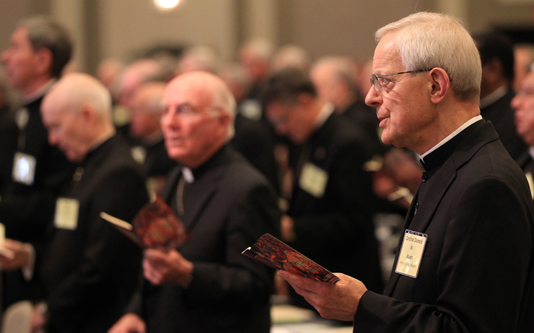 Washington Cardinal Donald Wuerl sings during the opening prayer of the annual spring meeting Wednesday of the U .S. Conference of Catholic Bishops in New Orleans. (CNS/Bob Roller)