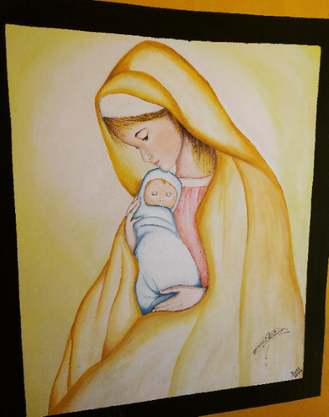 An original design of Sr. "Libradita" on one of the walls outside the bedrooms where single mothers stay with their children.