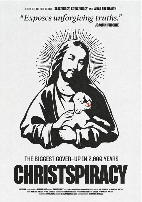Christpiracy Film Poster Black and white poster depicting Jesus as good shepherd