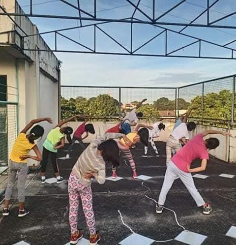 Young residents keep physically fit at the Holy Trinity Home for Children in Quezon City, Philippines. (Courtesy of Trinitarian Handmaids of the Divine Word)