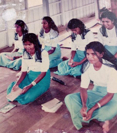 Sr. Stella Mary (third from left, back row) with her novitiate companions at the novitiate house of the Servite Sisters in Thanatpin, Myanmar, in 1994 (Courtesy of Stella Mary)