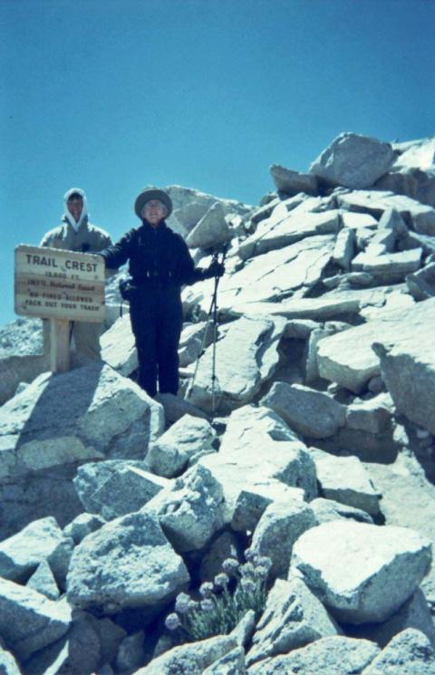 Sr. Abby Newton and Sr. Pat Farrell hiking Mount Whitney. (Courtesy of Sr. Pat Farrell) Sr. Abby Newton and Sr. Pat Farrell hiking Mount Whitney. (Courtesy of Sr. Pat Farrell)