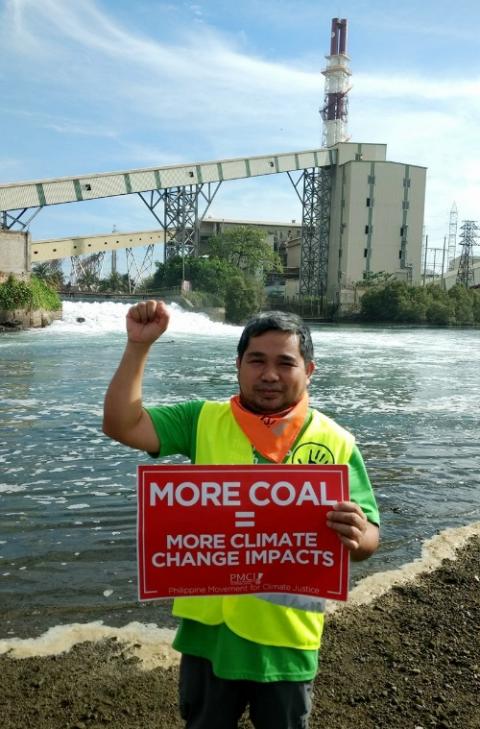 Br. Jaazeal Jakosalem, aka Brother Tagoy, joins a direct action against a coal plant in Toledo City, Cebu, Philippines. (Provided photo) Br. Jaazeal Jakosalem, aka Brother Tagoy, joins a direct action against a coal plant in Toledo City, Cebu, Philippines. (Provided photo)