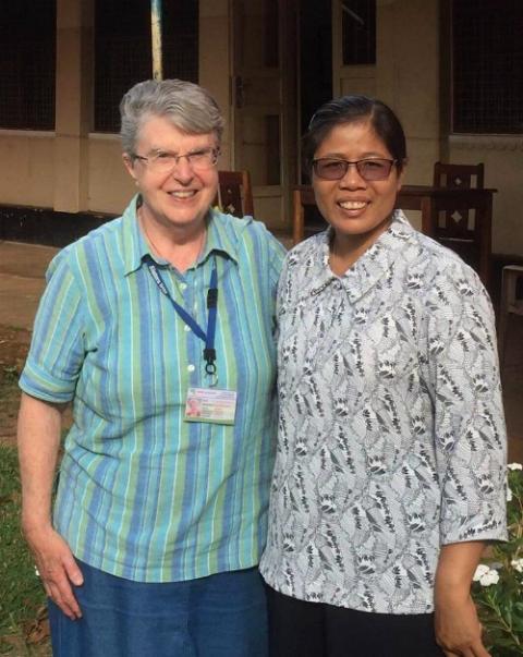 Sr. Joan Mumaw of the Sisters, Servants of the Immaculate Heart of Mary, left, with Sr. Rosa Thi Le Bong of the Sisters of Our Lady of the Missions in Riimenze, head of the Solidarity Agricultural Project (Courtesy of Solidarity with South Sudan) Sr. Joan Mumaw of the Sisters, Servants of the Immaculate Heart of Mary, left, with Sr. Rosa Thi Le Bong of the Sisters of Our Lady of the Missions in Riimenze, head of the Solidarity Agricultural Project (Courtesy of Solidarity with South Sudan)