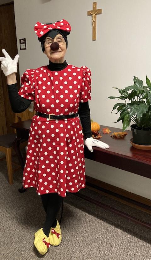 Sr. Regina Kabayama as Minnie Mouse — like the rising sun, her spirit brings us energy! (School Sisters of Notre Dame) Sr. Regina Kabayama as Minnie Mouse — like the rising sun, her spirit brings us energy! (School Sisters of Notre Dame)