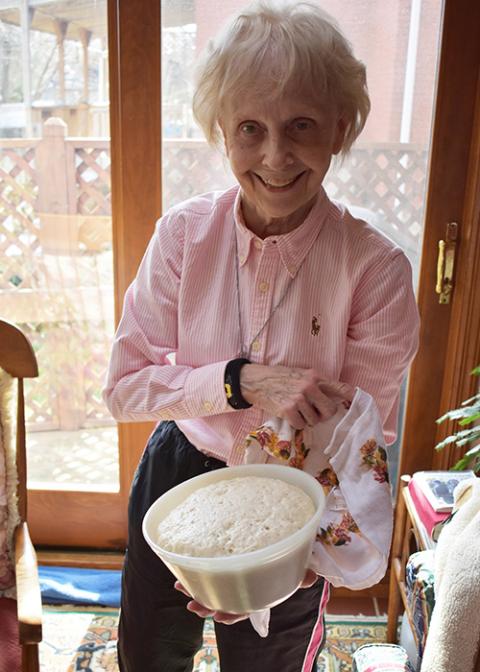 Sr. Suzanne Susany of the Sisters of St. Francis of the Neumann Communities likes to make homemade bread, letting the dough rise before baking. (Julie A. Ferraro) Sr. Suzanne Susany of the Sisters of St. Francis of the Neumann Communities likes to make homemade bread, letting the dough rise before baking. (Julie A. Ferraro)