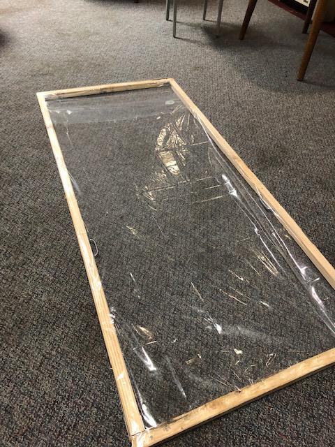 This is an example of the barriers constructed by the center's maintenance man, David Reed, who used wooden frames and plastic. (Courtesy of the Sisters of St. Joseph the Worker) This is an example of the barriers constructed by the center's maintenance man, David Reed, who used wooden frames and plastic. (Courtesy of the Sisters of St. Joseph the Worker)
