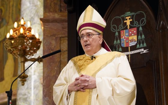 Bishop Nicholas DiMarzio of Brooklyn, N.Y., speaks during a Mass at the Co-Cathedral in Brooklyn June 5, 2021, during which he ordained four men to the priesthood. (CNS photo/Gregory A. Shemitz)