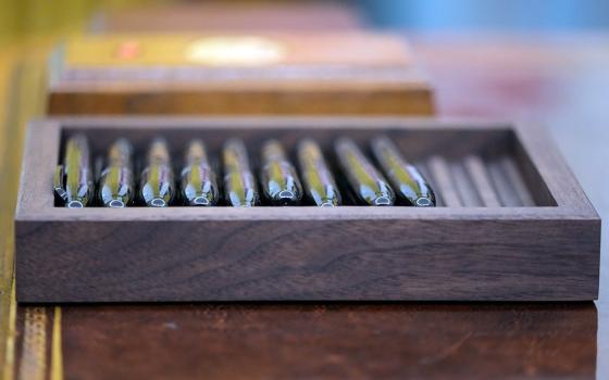 Pens being used by President Donald Trump to sign executive orders are seen in a tray in the Oval Office of the White House Jan. 23, 2025, in Washington. (AP/Ben Curtis)