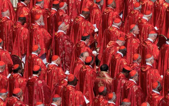 Cardinals attend the funeral Mass of Pope Francis in St. Peter's Square at the Vatican April 26, 2025. The conclave to elect the next pope will begin May 7, 2025. (OSV News photo/Remo Casilli, Reuters)