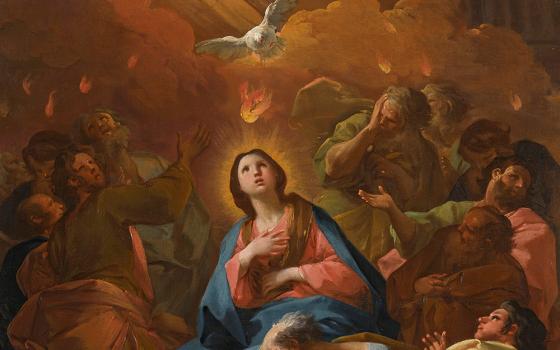 "The Pentecost," an 18th-century Spanish painting by Antonio González Velázquez (Artvee)