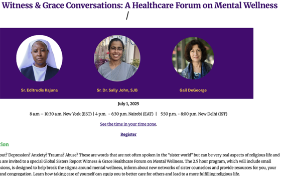 Global Sisters Report will host an online health care forum on mental wellness for sisters July 1. (GSR screenshot)