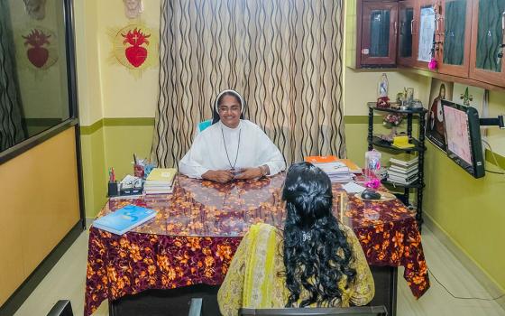 Sacred Hert Sr. Deepthi Maria at her office in the Santhwana De-addiction Centre at Kattippara in Kozhikode district, Kerala, southwestern India (George Kommattam)