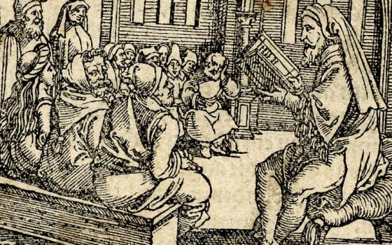 The Old Testament prophet Amos, right, is depicted in a 1533 woodcut print. (Wikimedia Commons/British Museum/Christian Egenolph)