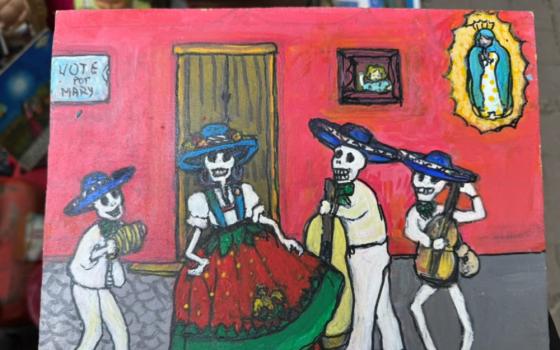 This ex-voto says: "Thank you, Blessed Mother, for allowing us to visit you, to dance for you, and to ask you to bless our family and to give us something more to eat than just beans. Mesa de Dolores, Mexico, May 28, 1951." (GSR photo/Helga Leija)